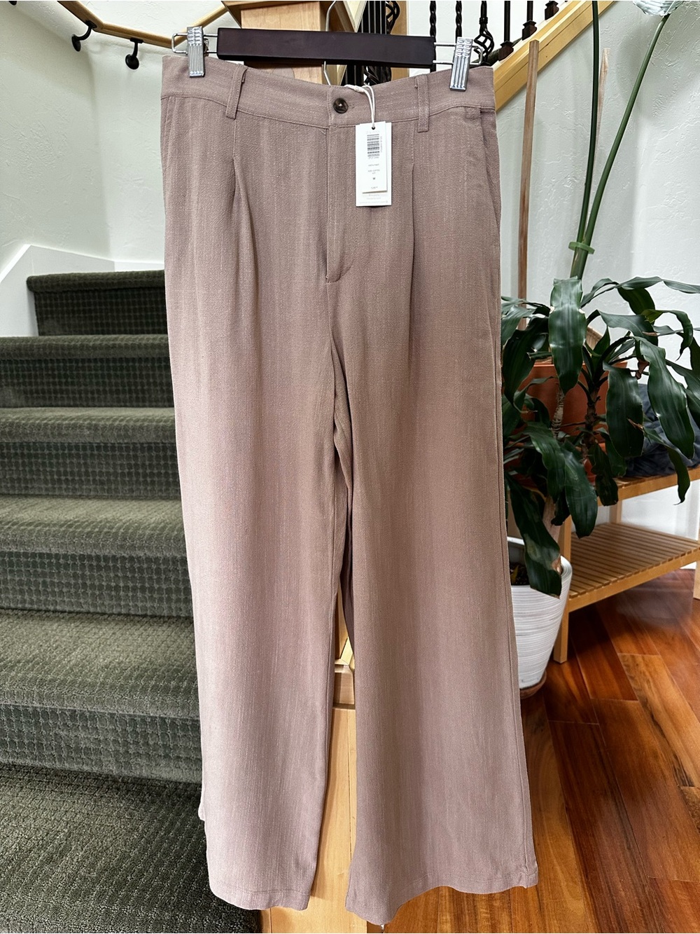 Z Supply Vista Pant Wide-Leg Linen Pants in Iced Coffee NWT